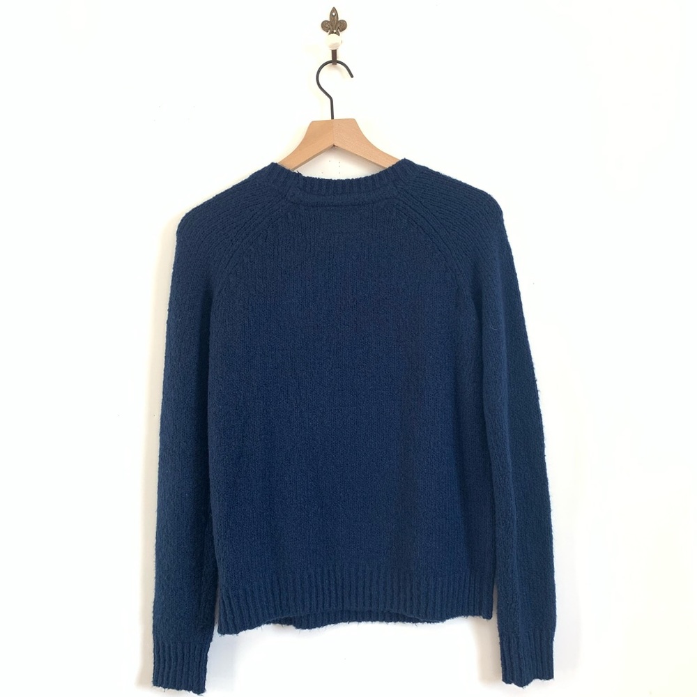 Anthropologie Navy Crewneck Sweater with Multicolor Pom Detail - Picture 5 of 8